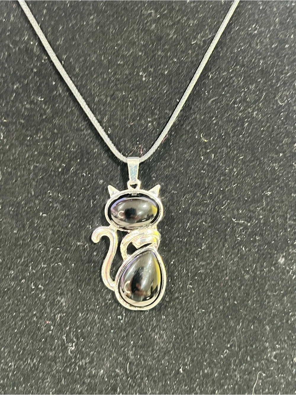Cat Pendant Necklace with Black Stones - Stylish Pet Inspired Jewelry